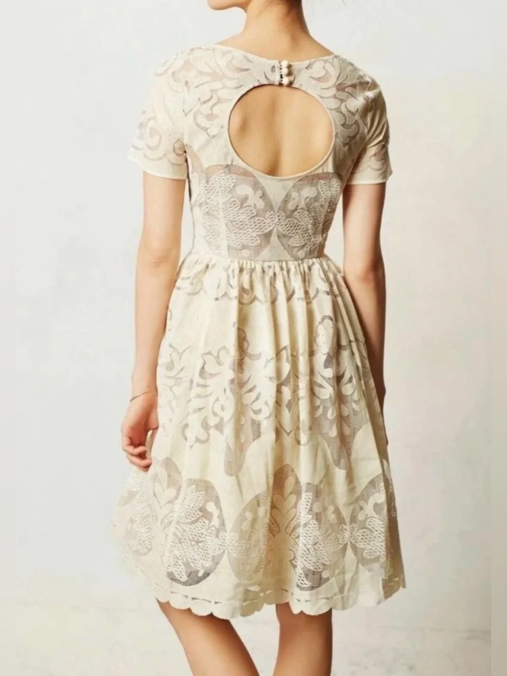 Tracy Reese Plenty Stella Cream Lace Midi Dress Anthropologie size XS 2